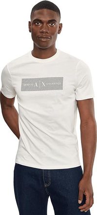 A|X Armani Exchange White Edition Short Sleeve Box T-Shirts Slim Mens T Shirt Cream : 2XL, Cotton
