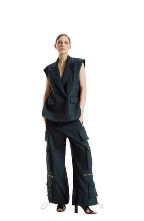 Cynthia Rowley Plaid Cargo Pants in Green Plaid at Nordstrom, Size Large