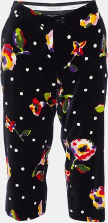 Moschino Cheap And Chic Black Printed Velvet Capri Pants
