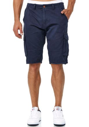 Indicode Cargoshorts INDICODE INMonroe, Herren, Gr. XL, N-Gr, blau (navy), Web, Obermaterial: 100% Baumwolle, unifarben, regular fit knielang, Hosen Cargoshort