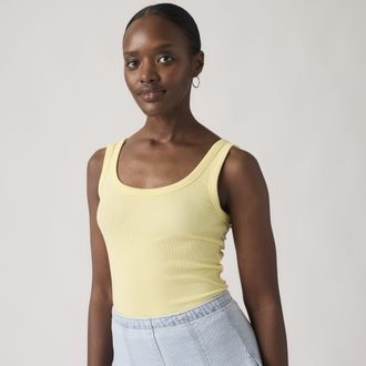 Levi's Hayes Ribbed Tank Top - Womens - XS - Yellow / French Vanilla