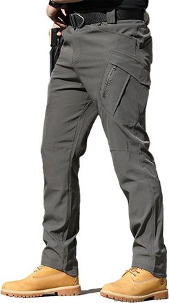 Generic Rugstor Flexcamo - Mens Lightweight Waterproof Quick Dry Tactical Pants, Stretch Cargo Pants (Gray,4XL)