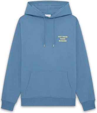 Dr&ocirc;le de Monsieur Le Hoodie Slogan - Heren - Hoodies - Blauw - M - Katoen - Hoodies & sweatvesten