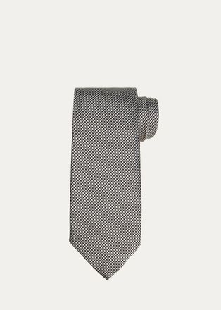 Tom Ford Mens Micro-Houndstooth Silk Tie