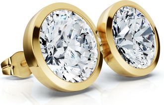 Pompeii3 Certified 6Ct TW Martini Bezel Diamond Studs 14k Gold Lab Grown
