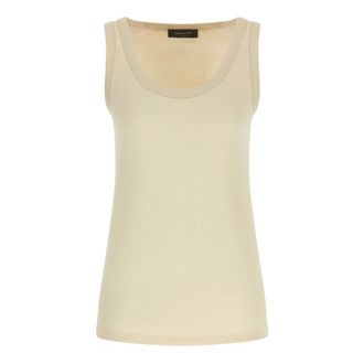 Fabiana Filippi Sleeveless Tops, female, Beige, 2XS, Ribbed Cotton Jersey Top