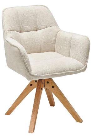 MID.YOU Mid.you Armlehnstuhl, Eichefarben, Beige, Holz, Textil, Eiche, massiv, Drehkreuz, 63x83x61 cm, inklusive Armlehnen, Sitzfläche 360° drehbar, Holzmöbel