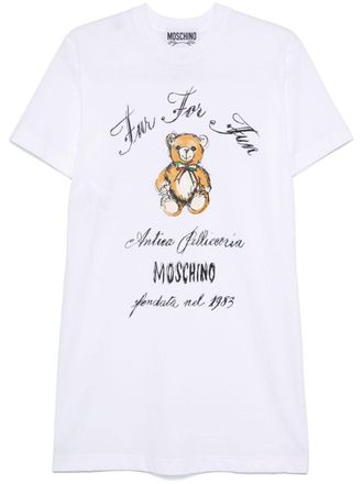Moschino Mini-jurk met teddybeerprint - Wit