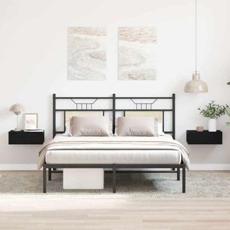 vidaXL vidaXL Comodini sospesi 2 pz Rovere Nero 40x32x15 cm Legno ingegnerizzato