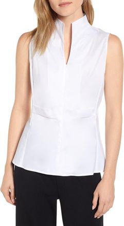 Ming Wang Sleeveless Woven Shell in White at Nordstrom, Size X-Small