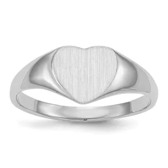 Diamond2Deal 14k White Gold Closed Back Heart Signet Ring
