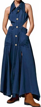 Urban Revivo Cotton Cutout Sleeveless Maxi Dress In Navy