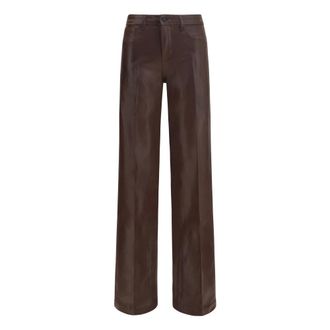 L'agence Clayton Coated Wide Leg Jeans - Dames - Broeken - Bruin - Maat: W25 Zijde
