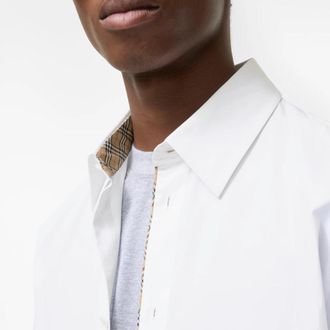 Burberry Check-Collar Poplin Shirt - White
