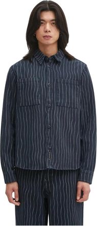 by Parra Meandering Lines Shirt - Heren - Casual Overhemden - Blauw - XL - Katoen - Overhemden