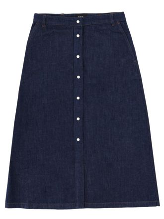 A.P.C. Denim Solid Midi Skirt