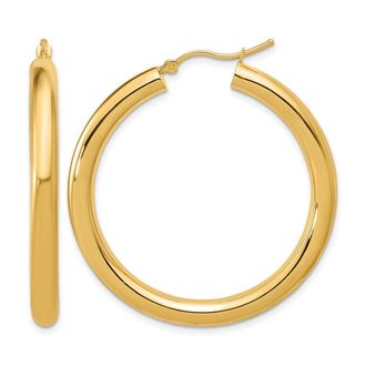 Diamond2Deal 14k Yellow Gold 4x40mm Round Hoop Earrings