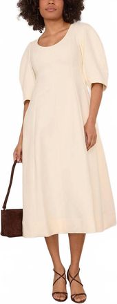 R&oacute;he Sculptural Waisted Midi Dress In Off White