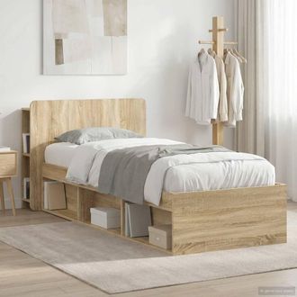 Berkfield Home Bed Frame with Storage Sonoma Oak 75 x 190 cm Engineered Wood in Brown