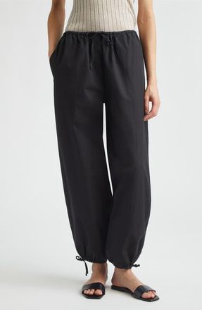 Toteme Organic Cotton Drawstring Trousers in Black at Nordstrom, Size 34