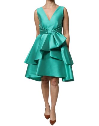 Alberta Ferretti Satin Polyester Sleeveless V-neck Laye Womens Dress (Pre-Owned)