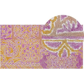 Beliani Beliani - Alfombra De Lana Rosa Amarillo Mostaza 80 X 150 Cm Multicolor Oriental Avanos