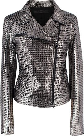 Drome Drome Silver Perforated Biker Jacket Size S