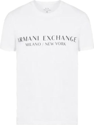 A|X Armani Exchange Tops, Heren, Wit, M, Katoen, Milano Chic Wit Logo T-shirt