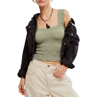 Free People Love Letter Floral Knit Camisole in Forest Run at Nordstrom, Size X-Small