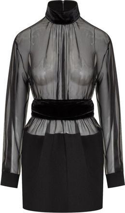 Dolce & Gabbana Black Mock Collar Mini Dress
