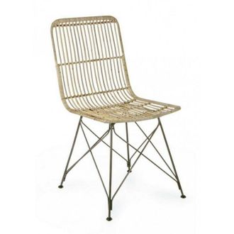 BIZZOTTO Bizzotto - 4x Silla De Estilo Moderno En Acero Y Kubu Natural Lucila 45x55x H85 Cm