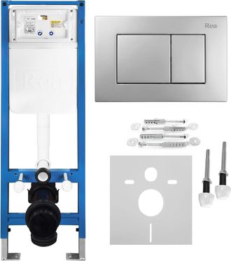 Rea Bastidor Para Inodoro Suspendido Rea Slim 024n Con Pulsador J Satin