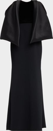 Bibhu Mohapatra Velvet and Crepe Off-the-Shoulder Gown