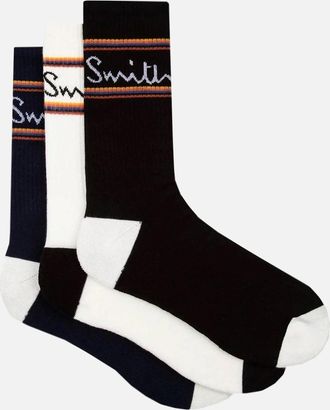 Paul Smith Mens PAUL SMITH 3 PACK SPORT SOCKS WHITE/NAVY/BLACK - Multi - Size: 2.5/3/3.5/4/4.5/5/11.5/11/10.5/10/14.5/14/13.5/13/12.5/12/8.5/9/9.5/16/15.5/15/5