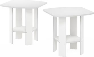 Furinno Simple Design End Table, White, Set of 2
