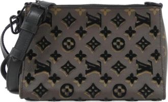 Louis Vuitton Black Brown Dark Brown Coated Canvas Shoulder Bag (Pre-Owned)