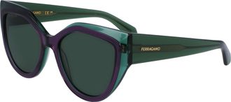 Ferragamo Green Cat Eye Ladies Sunglasses SF2004S 318 53