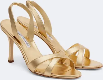 Manolo Blahnik Callasi metallic leather slingback sandals