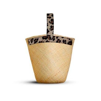 Lastelier Borneo Leather and Straw Bag in Leopard at Nordstrom, Size Medium