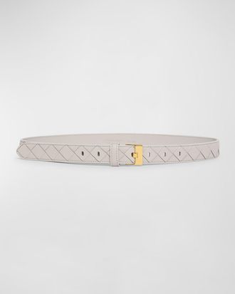 Bottega Veneta Woven Leather & Brass Belt