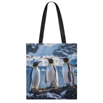 Generic Penguins Cute Womens Tote Casual Shopping Bag Lightweight Shoulder Bags Hobos Handbag for Work Travel Daily 35x40cm