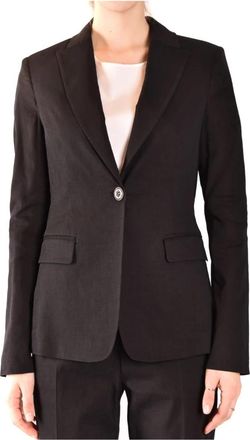 Pinko Zwarte Blazer Elegant Comfortabel - Dames - Blazers - Zwart - M - Linnen - Jassen