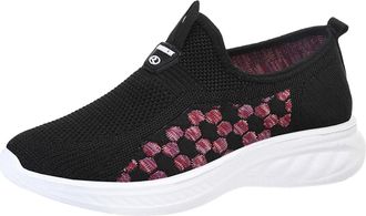 Generic 2026 Running Shoes Ladies Flyweaving Mesh Sports Casual Socks Breathable Plus Size Lightweight Sneakers (Black, 5.5)