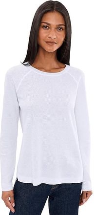 Elliott Lauren Waffle Stitch Raglan Sweater Womens Clothing White : MD, Cotton