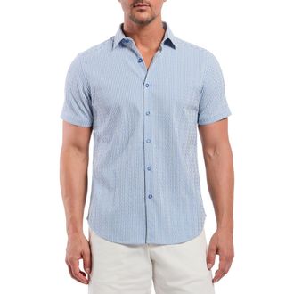 Robert Graham Fornillo Classic Fit Stripe Short Sleeve Button-Up Shirt in Navy at Nordstrom Rack, Size Xxx-Large