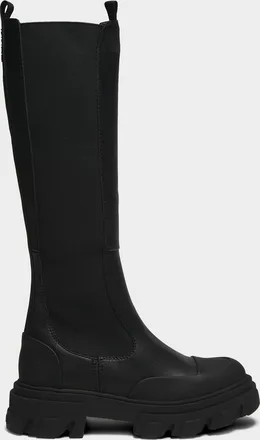 Ganni Cleated Leather High Chelsea Boots