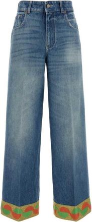 Valentino Garavani Wijde Pijpen High Waist Jeans - Dames - Loose Fit Jeans - Blauw - W25 - Katoen - Jeans