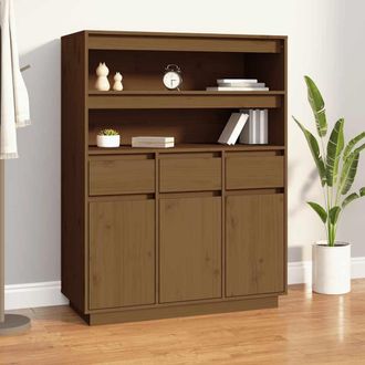 vidaXL Vidaxl - Aparador Alto Madera Maciza De Pino Marr&oacute;n Miel 89x40x116,5 Cm