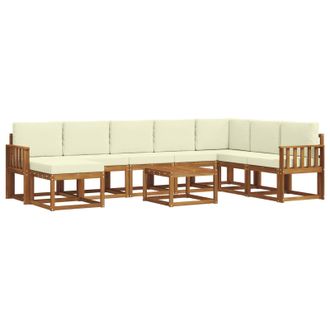 vidaXL Conjunto De Sof&aacute;s De Exterior Con Coj&iacute;n 9 Pcs Natural Y Crema Vidaxl