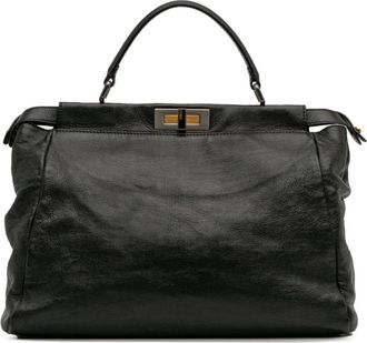 Fendi Pre-owned Tote Bags, female, Black, Size: ONE SIZE Pre-owned Structured Leather Satchel